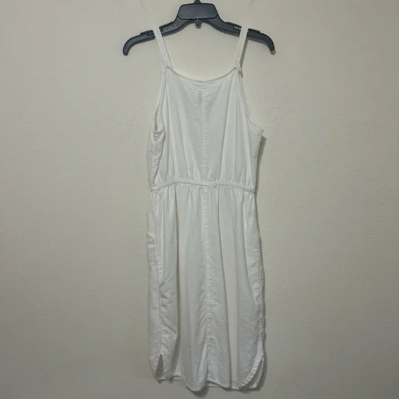 Old Navy White Linen Blend Button Front Sleeveless Midi Dress with Pockets - Picture 7 of 8